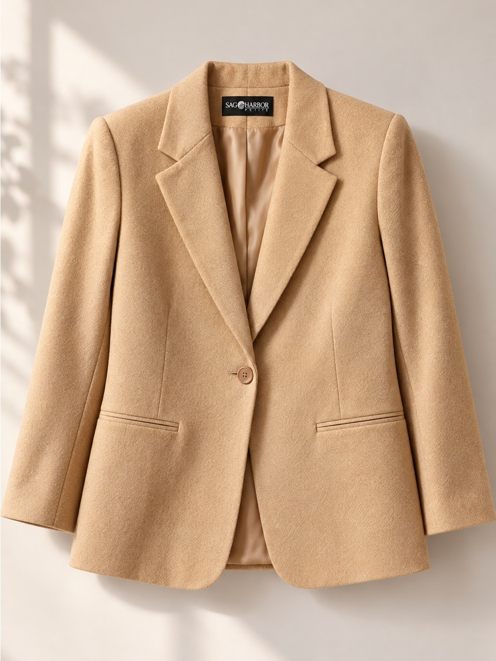 Sag Harbor Camel Single-Button Tailored Blazer